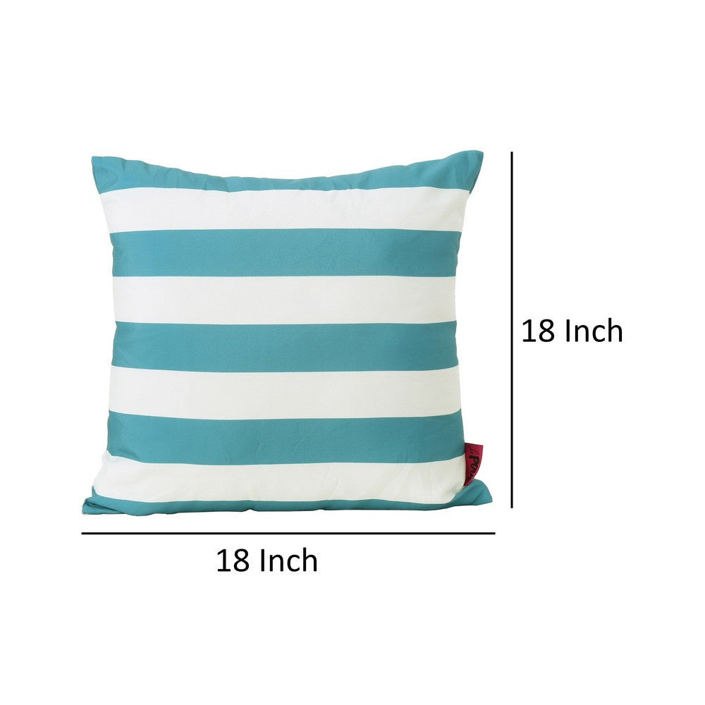 Naed Square Outdoor Throw Pillow Set of 2 18 Inch Teal Blue White Stripes By Casagear Home BM321285