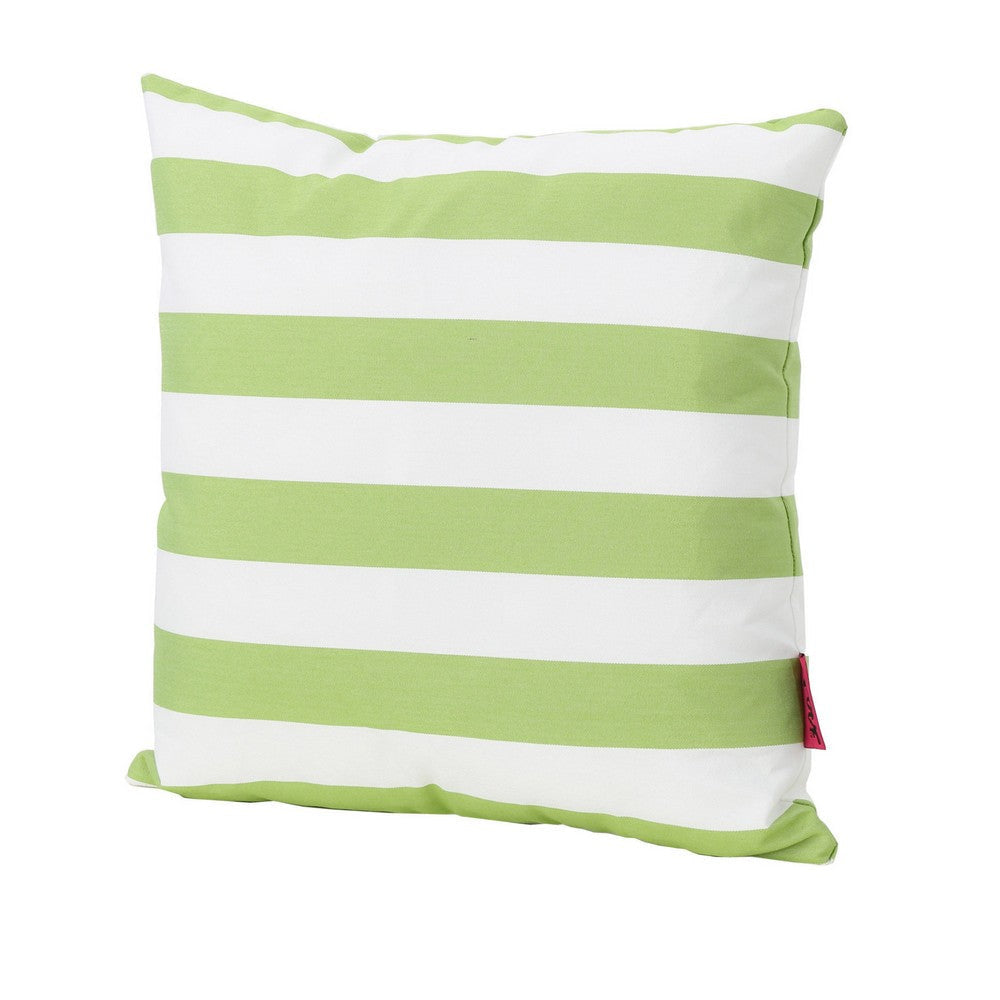 Naed Square Outdoor Throw Pillow Set of 2 18 Inch Green White Stripes By Casagear Home BM321286