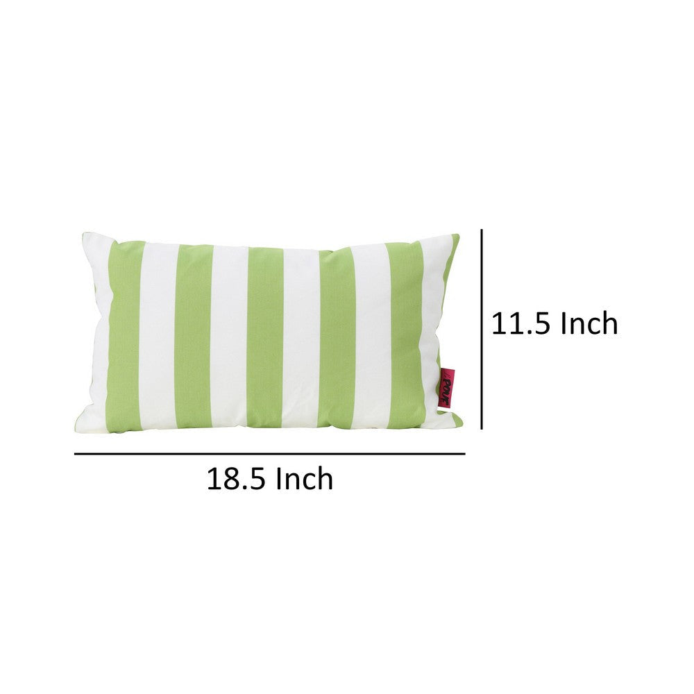 Naed Rectangular Outdoor Throw Pillow Set of 2 Green and White Stripes By Casagear Home BM321288