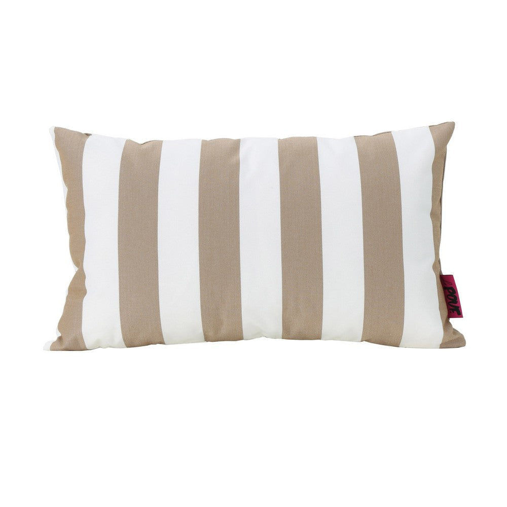 Naed Rectangular Outdoor Throw Pillow Set of 2, Brown and White Stripes By Casagear Home