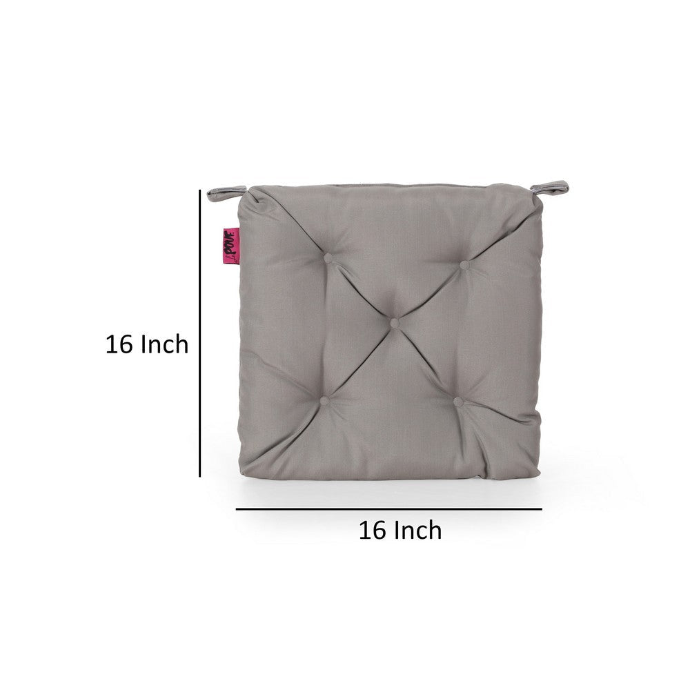 Caba Chair Cushion Pad Tufted 16 Inch Water Resistant Gray Polyester By Casagear Home BM321298