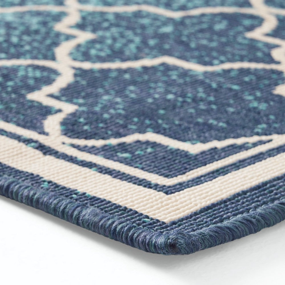 Dian Area Rug 5 x 7 Power Loom Ivory Blue Ombre Patterns Indoor Outdoor By Casagear Home BM321302