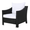 Annie Outdoor Armchair Set of 2, White Fabric, Gray PE Rattan Wicker, Iron By Casagear Home
