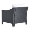Annie Outdoor Armchair Set of 2, White Fabric, Gray PE Rattan Wicker, Iron By Casagear Home