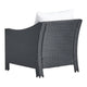 Annie Outdoor Armchair Set of 2, White Fabric, Gray PE Rattan Wicker, Iron By Casagear Home
