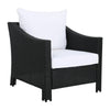 Annie Outdoor Armchair Set of 2, White Fabric, Gray PE Rattan Wicker, Iron By Casagear Home