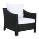 Annie Outdoor Armchair Set of 2, White Fabric, Gray PE Rattan Wicker, Iron By Casagear Home