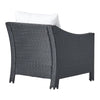 Annie Outdoor Armchair Set of 2, White Fabric, Gray PE Rattan Wicker, Iron By Casagear Home