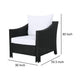 Annie Outdoor Armchair Set of 2, White Fabric, Gray PE Rattan Wicker, Iron By Casagear Home