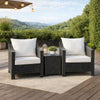 Annie Outdoor Armchair Set of 2, White Fabric, Gray PE Rattan Wicker, Iron By Casagear Home