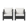 Annie Outdoor Armchair Set of 2, White Fabric, Gray PE Rattan Wicker, Iron By Casagear Home