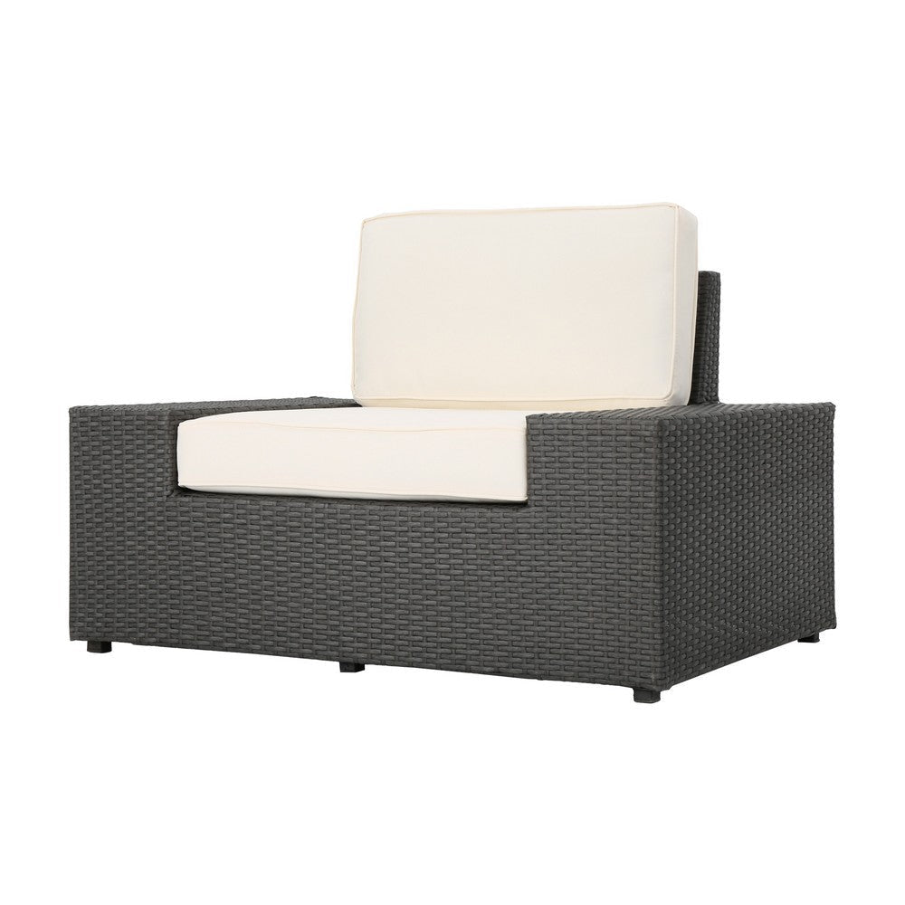 Jivi Outdoor Club Accent Chair White Cushions Black Rattan Wicker Iron By Casagear Home BM321318