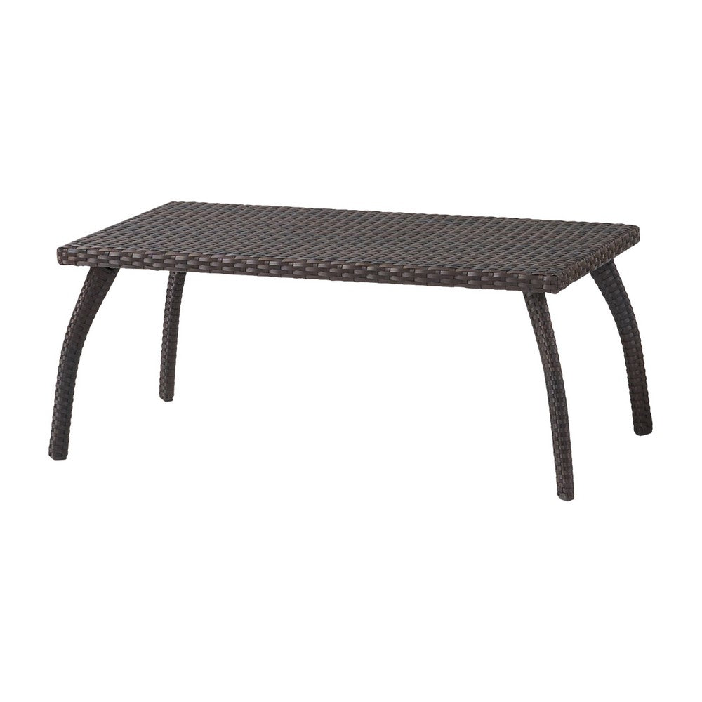 Honi 4pc Outdoor Table Set, 2 Accent Chairs 1 Loveseat, Brown Rattan, Iron By Casagear Home