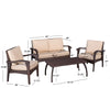 Honi 4pc Outdoor Table Set, 2 Accent Chairs 1 Loveseat, Brown Rattan, Iron By Casagear Home