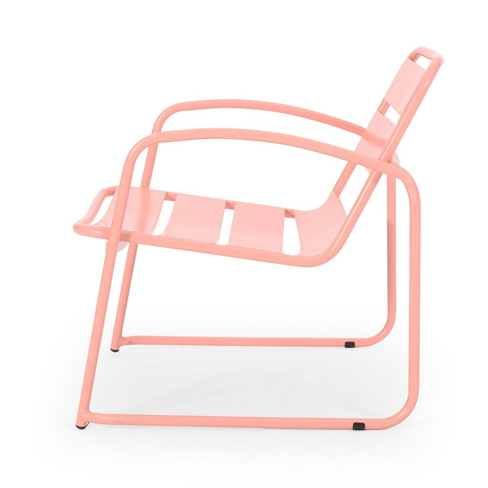 Gigi Outdoor Accent Chair Set of 2 Powder Coated Iron in Peach Finish By Casagear Home BM321325