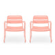 Gigi Outdoor Accent Chair Set of 2, Powder Coated Iron in Peach Finish By Casagear Home