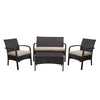 Orry 4pc Outdoor Table Set 1 Loveseat 2 Accent Chairs Tan Brown Rattan By Casagear Home BM321326