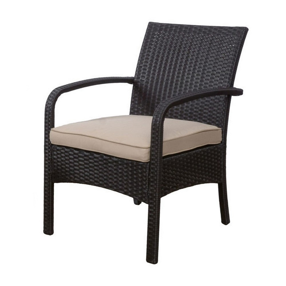 Orry 4pc Outdoor Table Set, 1 Loveseat, 2 Accent Chairs, Tan, Brown Rattan By Casagear Home