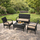 Orry 4pc Outdoor Table Set, 1 Loveseat, 2 Accent Chairs, Tan, Brown Rattan By Casagear Home