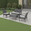 Orry 4pc Outdoor Table Set, 1 Loveseat, 2 Accent Chairs, Dark Gray Finish By Casagear Home
