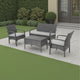 Orry 4pc Outdoor Table Set, 1 Loveseat, 2 Accent Chairs, Dark Gray Finish By Casagear Home