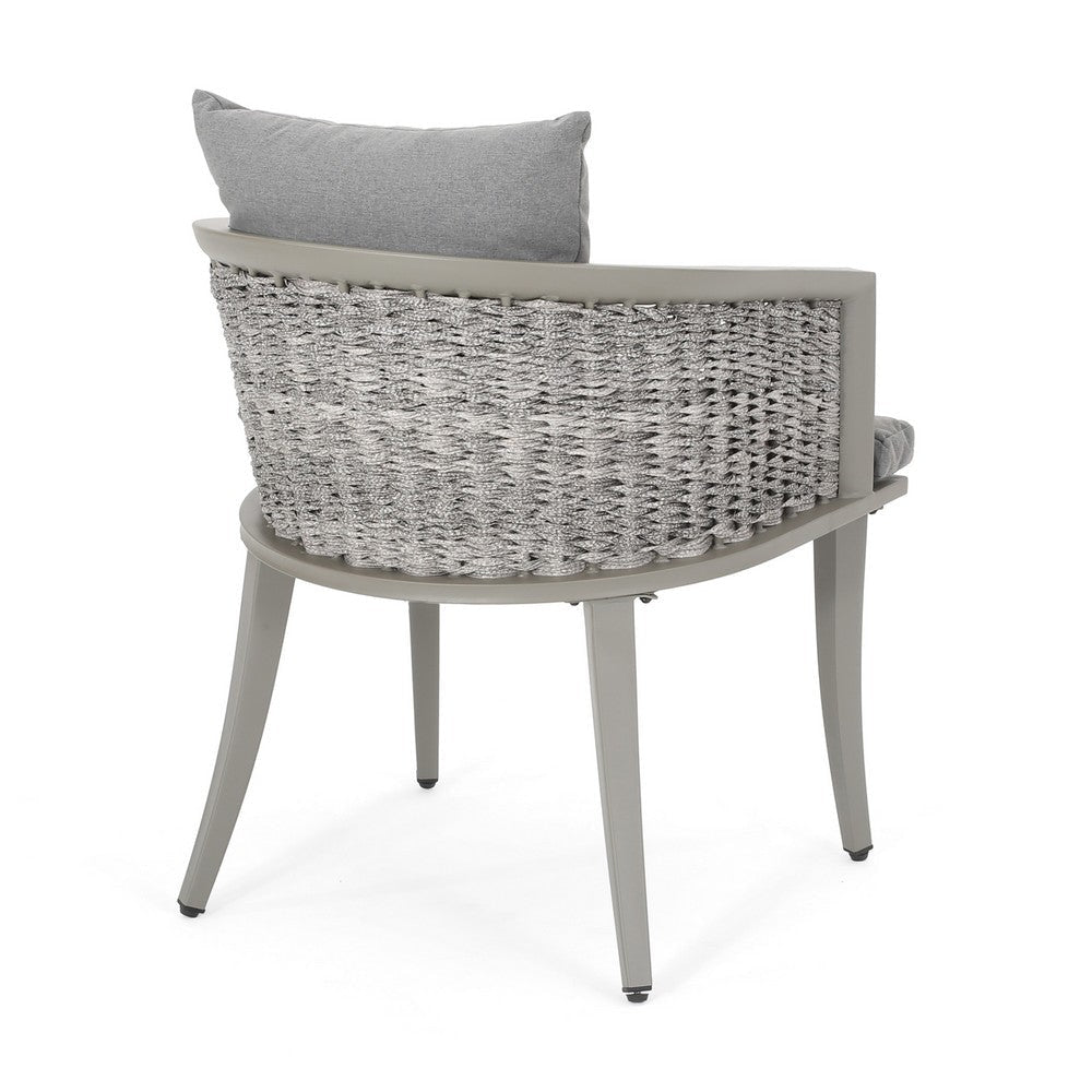 Ruble Accent Chair Set of 2 Gray Waterproof Fabric Outdoor Rattan Iron By Casagear Home BM321328