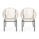 Sanu Outdoor Accent Chair Set of 2, White PE Rattan, Black Iron, Round Back By Casagear Home