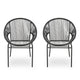 Sanu Outdoor Accent Chair Set of 2, PE Rattan, Black Iron, Round Backrests By Casagear Home