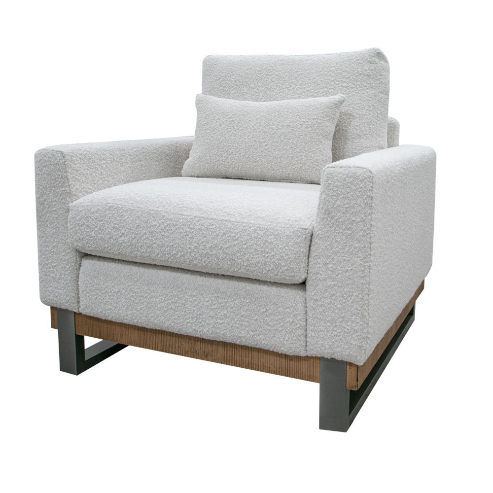 Dome Accent Chair with Throw Pillow Solid Pine Wood Ivory Polyester By Casagear Home BM321469