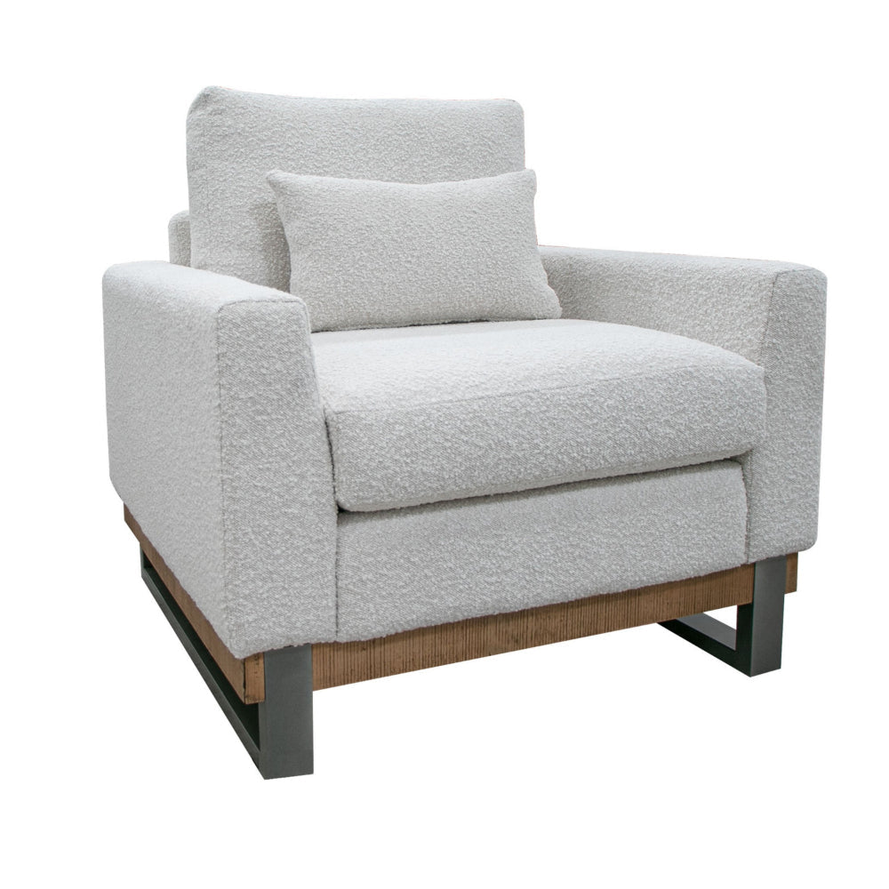 Dome Accent Chair with Throw Pillow Solid Pine Wood Ivory Polyester By Casagear Home BM321469