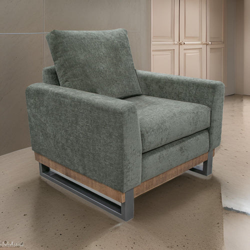 Dome Accent Chair, 1 Throw Pillow, Solid Pine Wood, Olive Green Polyester By Casagear Home