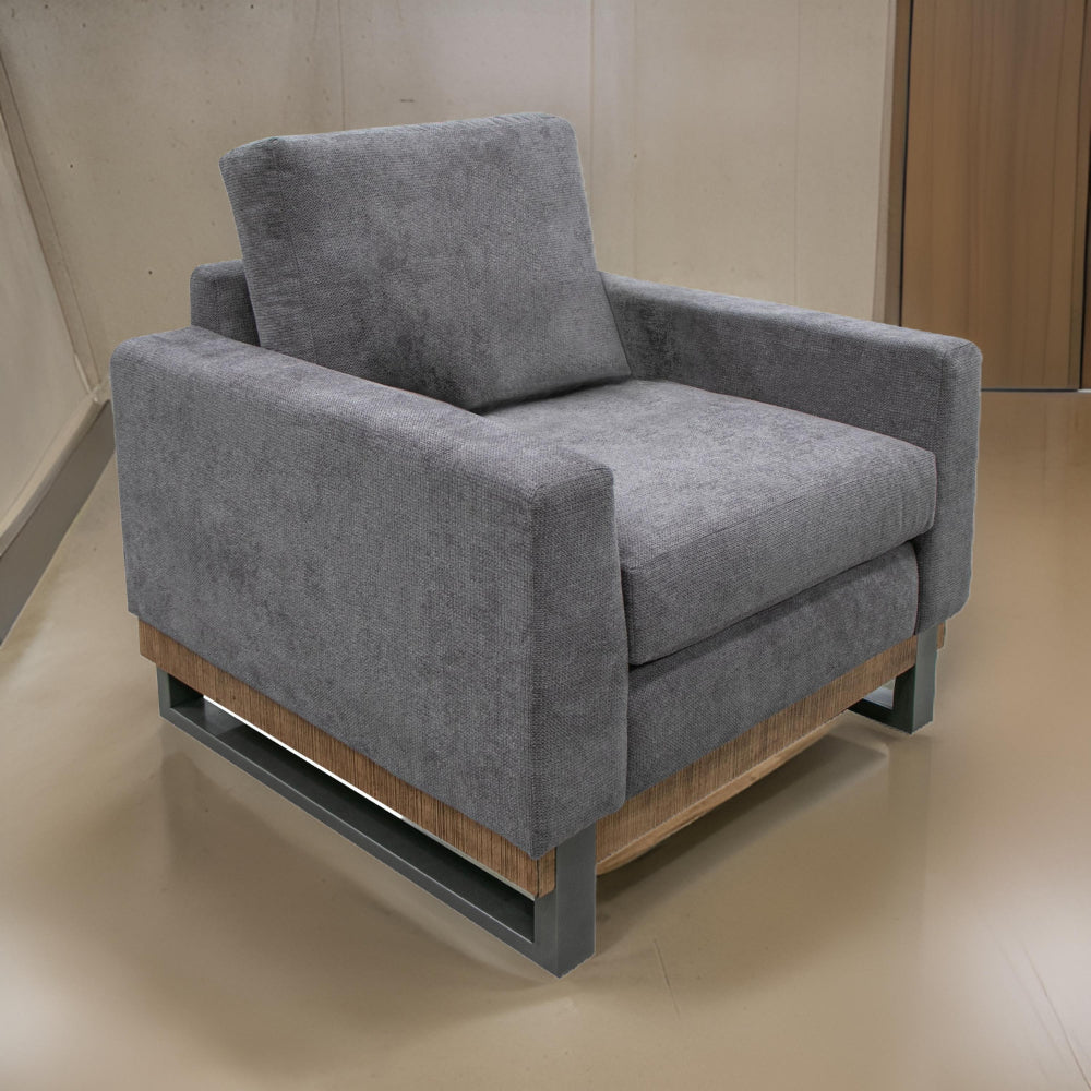 Dome Accent Chair with 1 Throw Pillow, Solid Pine Wood, Gray Polyester By Casagear Home