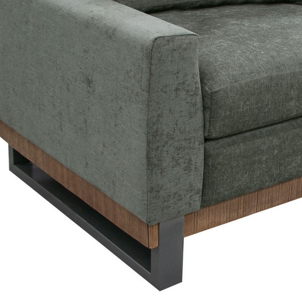 Dome Loveseat with 2 Accent Pillows Solid Wood Olive Green Polyester By Casagear Home