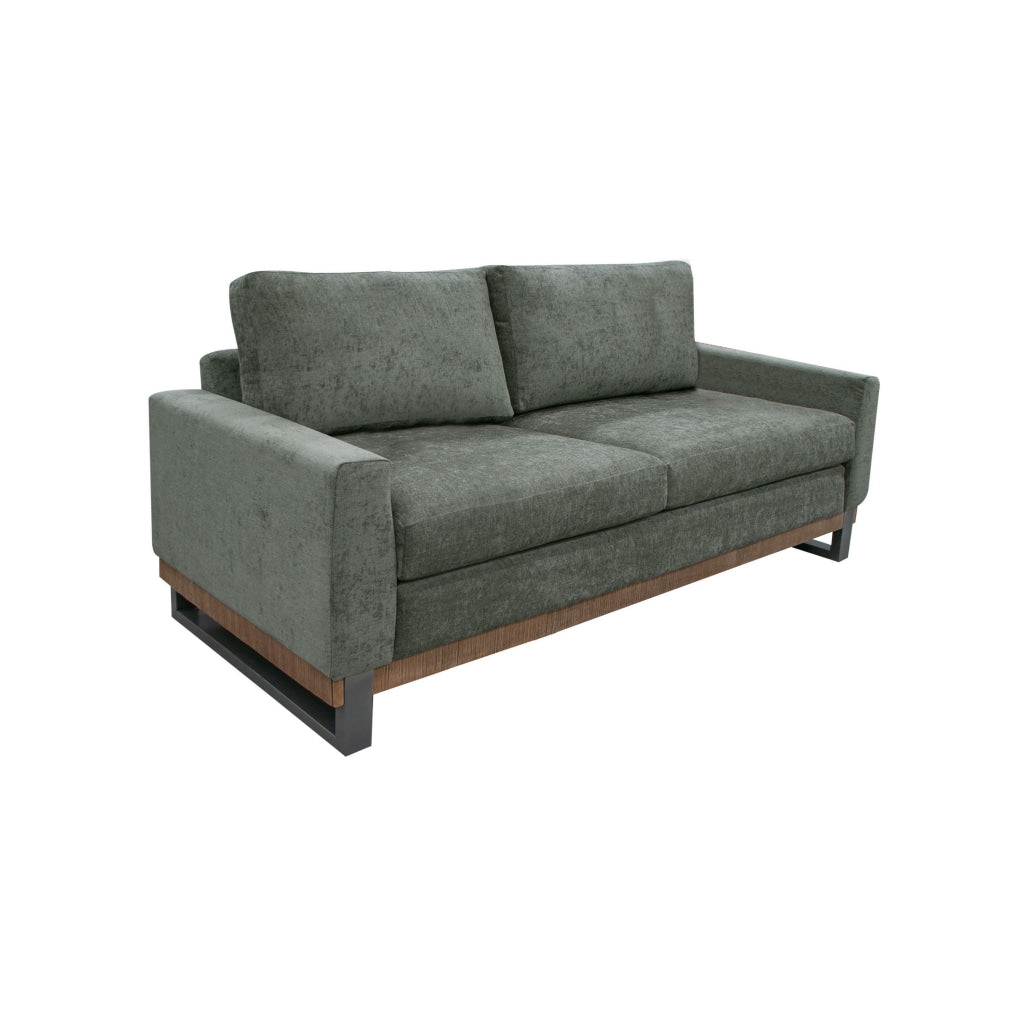 Dome Loveseat with 2 Accent Pillows Solid Wood Olive Green Polyester By Casagear Home BM321475