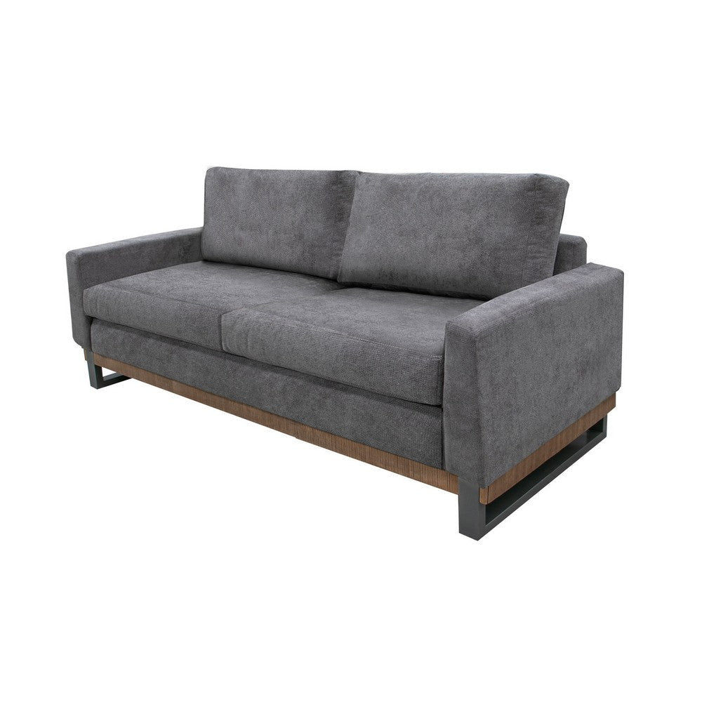 Dome Loveseat 2 Accent Pillows 63 Inch Solid Pine Wood Gray Polyester By Casagear Home