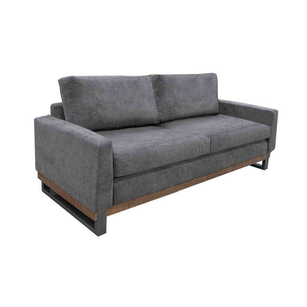 Dome Loveseat 2 Accent Pillows 63 Inch Solid Pine Wood Gray Polyester By Casagear Home