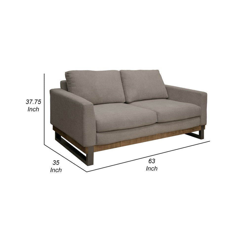 Dome Loveseat 2 Accent Pillows 63 Inch Solid Wood Almond Gray Polyester By Casagear Home