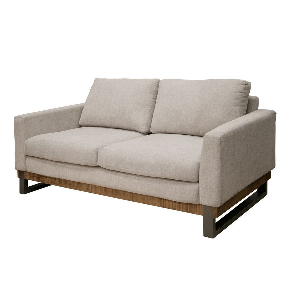 Dome Loveseat 2 Accent Pillows 63 Inch Solid Pine Wood Beige Polyester By Casagear Home
