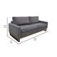Dome Sofa with 2 Accent Pillows 86 Inch Solid Pine Wood Gray Polyester By Casagear Home