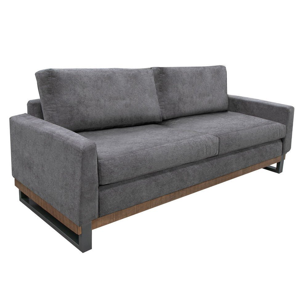 Dome Sofa with 2 Accent Pillows, 86 Inch, Solid Pine Wood, Gray Polyester By Casagear Home