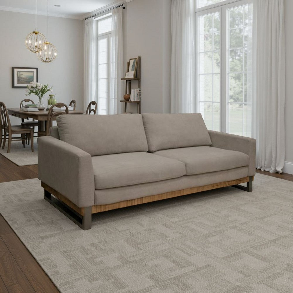 Dome Sofa with 2 Accent Pillows, 86 Inch, Solid Wood, Amond Gray Polyester By Casagear Home