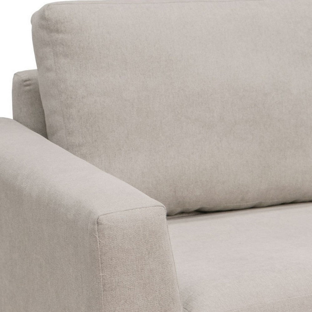 Dome Sofa with 2 Accent Pillows 86 Inch Solid Pine Wood Beige Polyester By Casagear Home