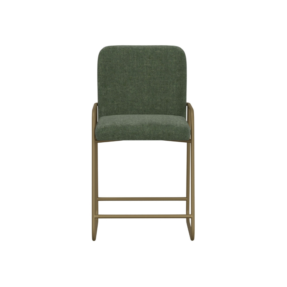 Suze Counter Height Chair Arch Back Gold Iron Olive Green Polyester By Casagear Home BM321484