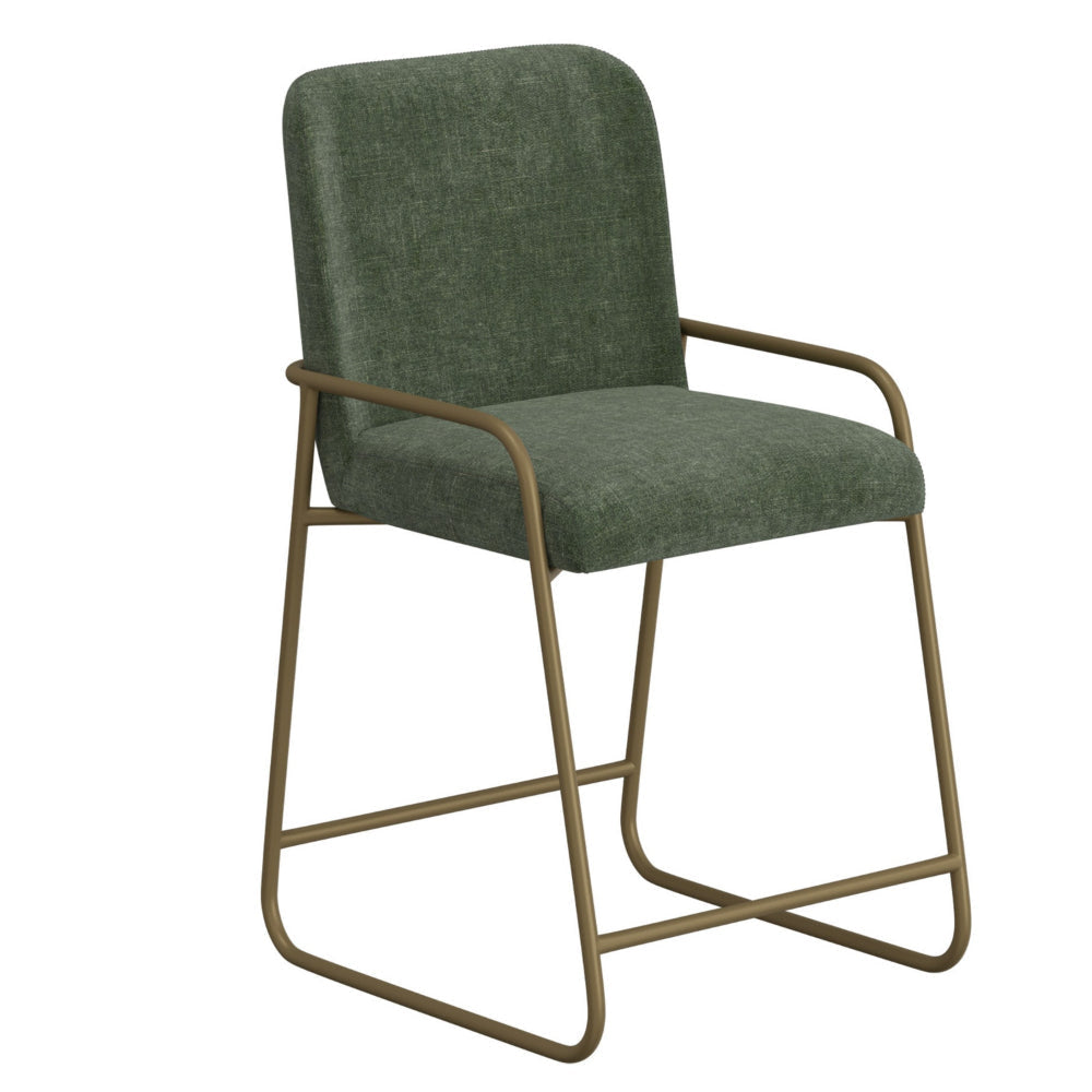 Suze Counter Height Chair Arch Back Gold Iron Olive Green Polyester By Casagear Home BM321484