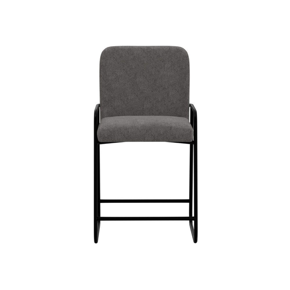 Suze Counter Height Chair Arched Back Black Iron Dark Gray Polyester By Casagear Home BM321485