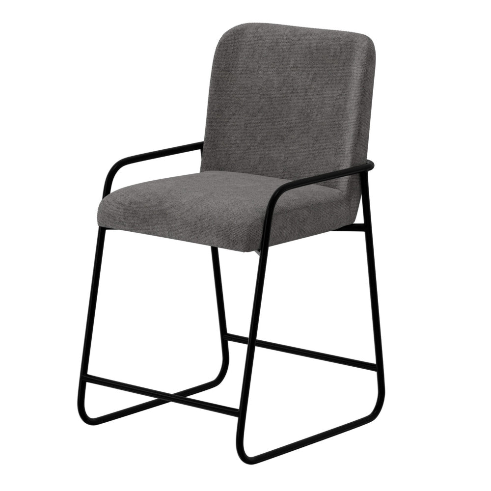 Suze Counter Height Chair Arched Back Black Iron Dark Gray Polyester By Casagear Home BM321485