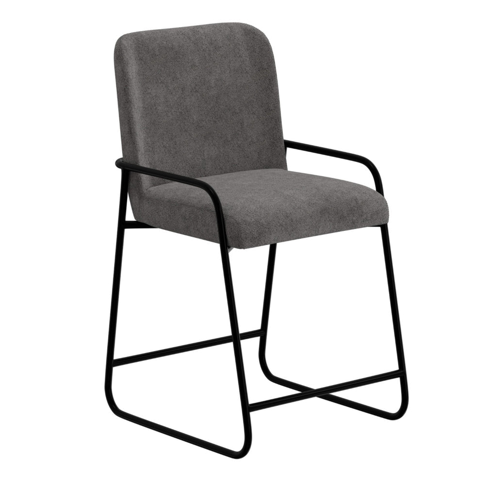 Suze Counter Height Chair Arched Back Black Iron Dark Gray Polyester By Casagear Home BM321485