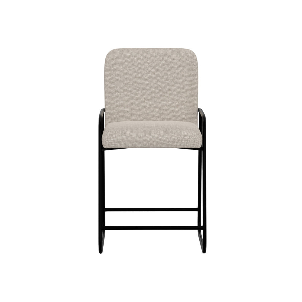 Suze Counter Height Chair Arched Back Black Iron Light Beige Polyester By Casagear Home BM321486
