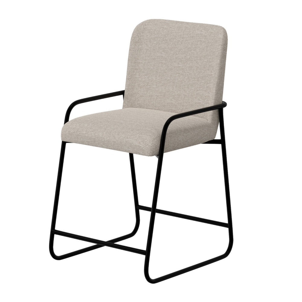 Suze Counter Height Chair Arched Back Black Iron Light Beige Polyester By Casagear Home BM321486