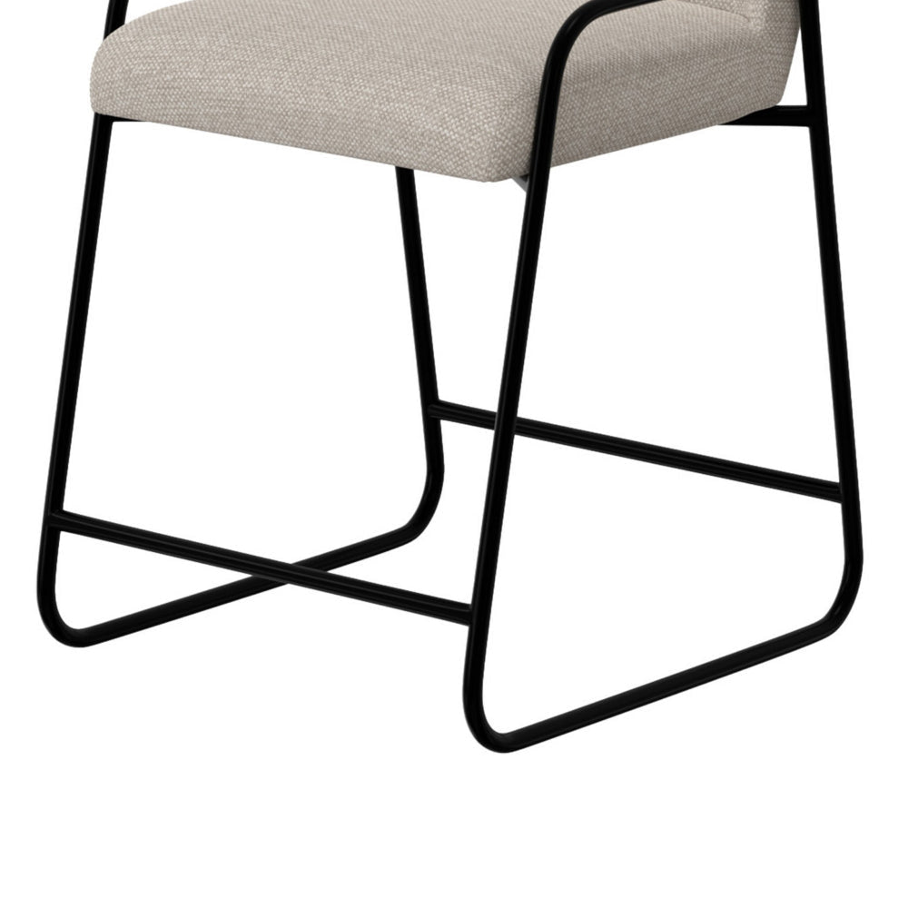Suze Counter Height Chair Arched Back Black Iron Light Beige Polyester By Casagear Home BM321486